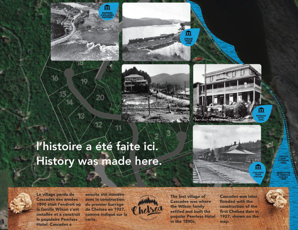 Map of historical spots in land for sale old Chelsea Quebec